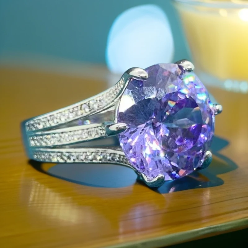 【璀璨星河】矿姐严选 贵族定制 紫色六爪戒指 308