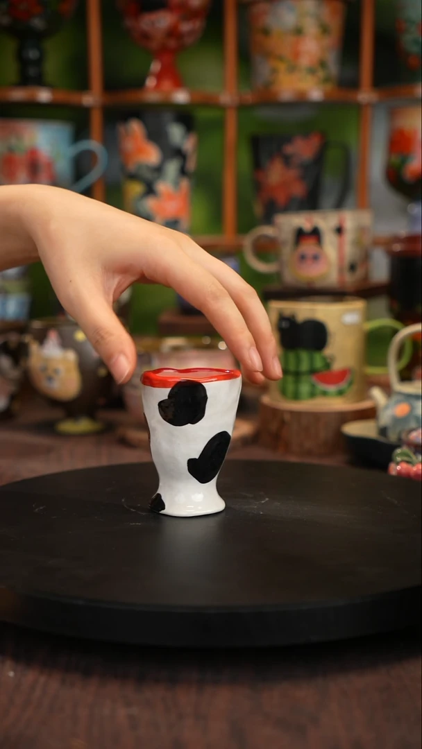釉下手绘陶瓷杯子