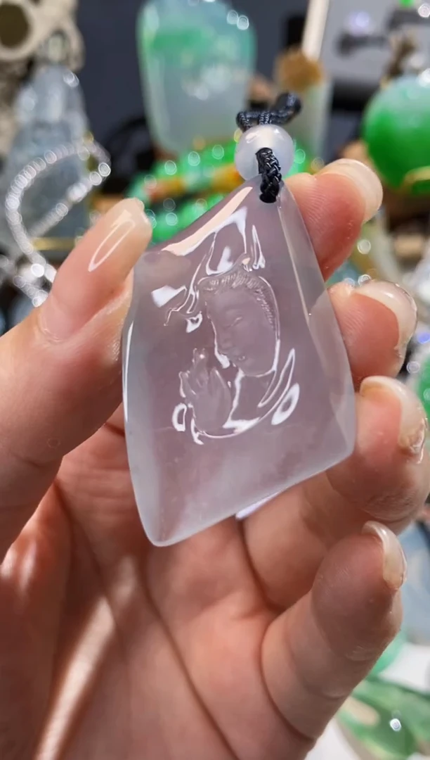 翡翠未镶嵌颈饰翡翠拈花一笑吊坠