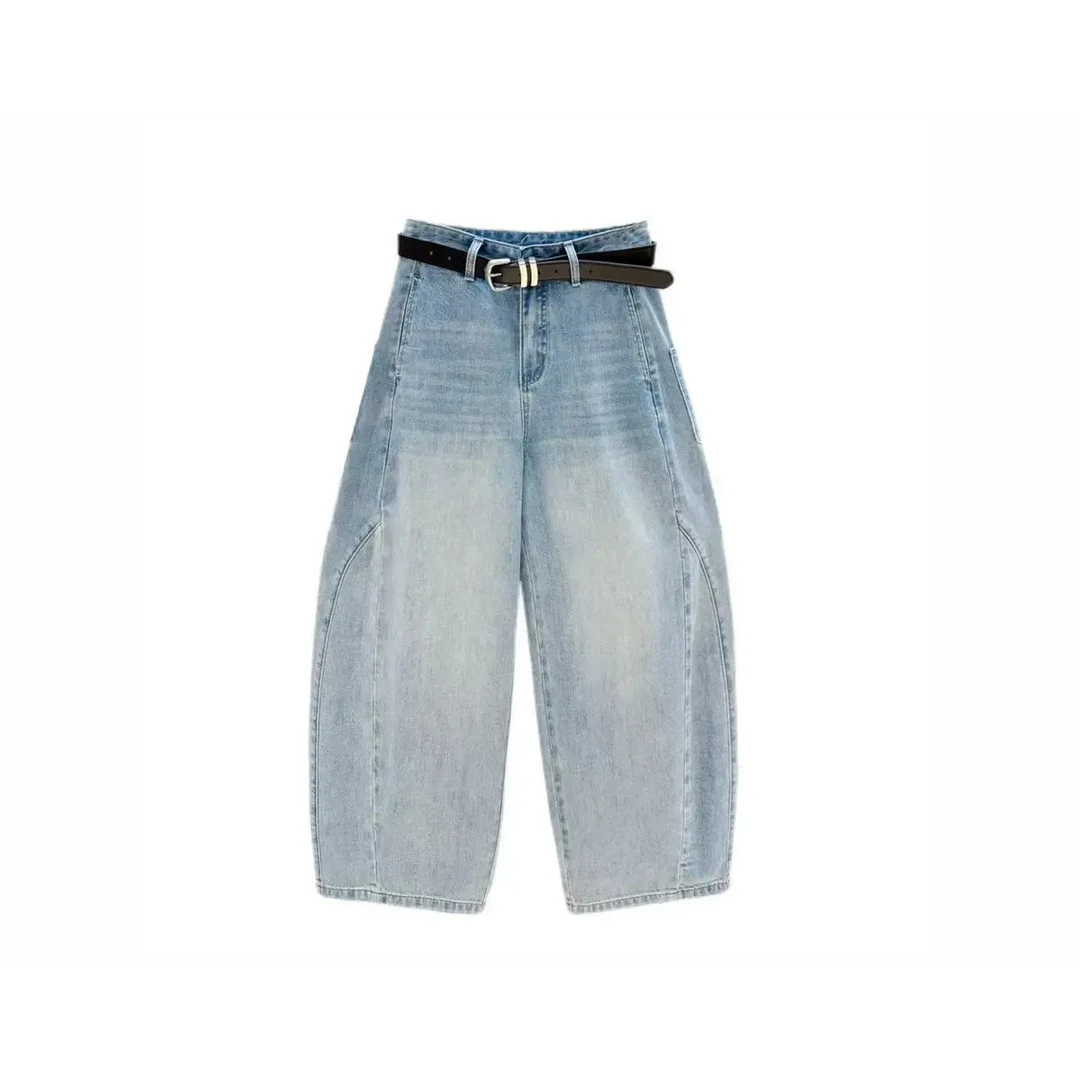 【旧港微风】2025夏季新款休闲花苞工装牛仔裤