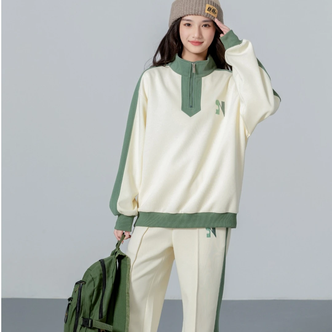 31836高端专享青少年老林家天花板针织套装米黄