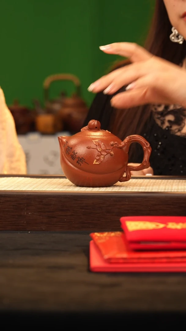 茶壶紫砂YF寿桃 降坡-花器杯