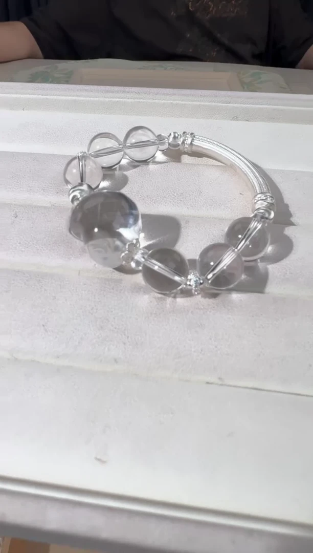 水晶手链银S925镶嵌白水屁桃爱心弯管款发货多样性发其一