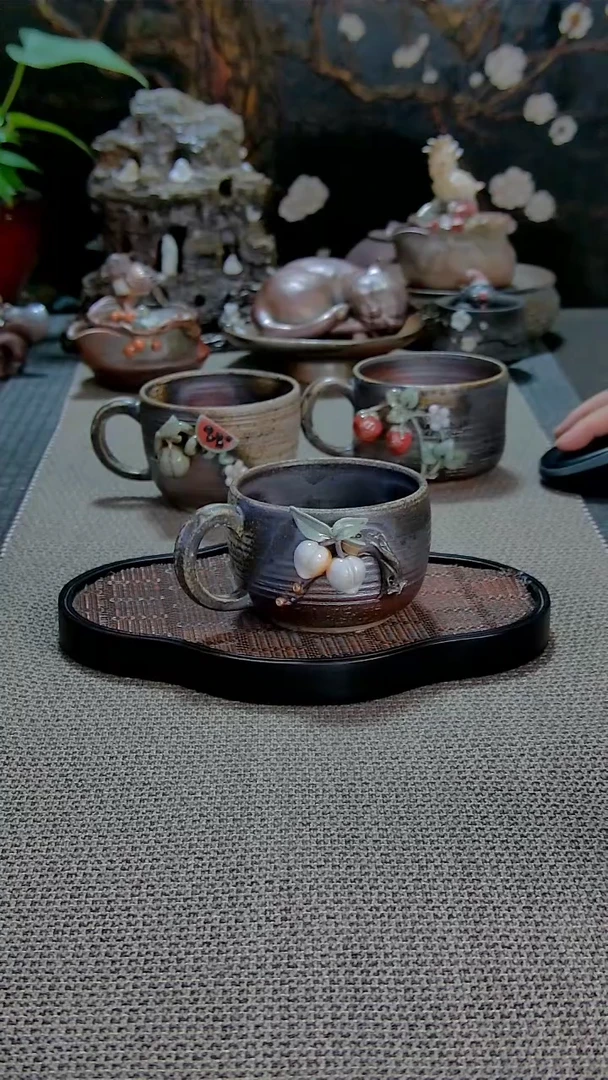 桃子马克杯柴烧柴烧