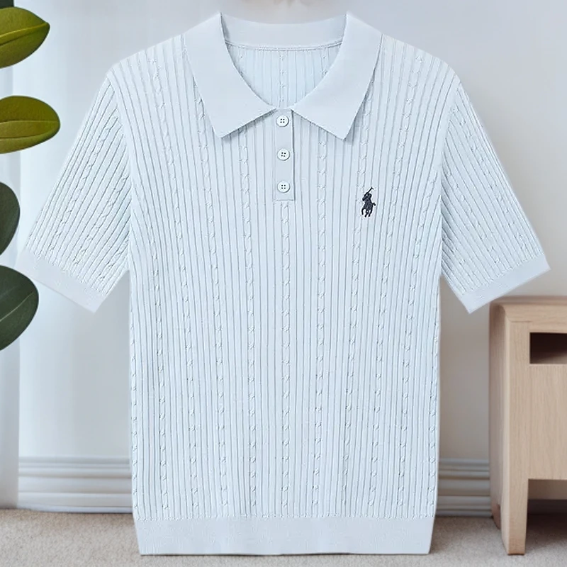 精致时髦 2025夏季新款polo领针织短袖T恤薄款小众洋气衣服上衣女