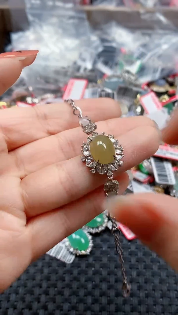 银S925镶嵌戒指翡翠天然A货缅甸翡翠