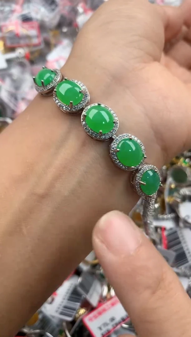 银S925镶嵌戒指翡翠222---9