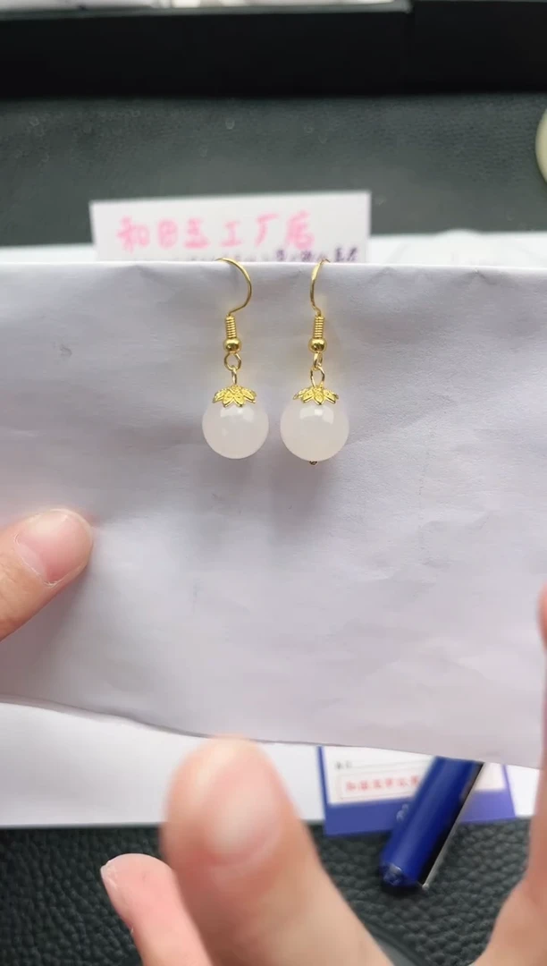 未镶嵌石英质玉耳钉555岚钻微色差T粉