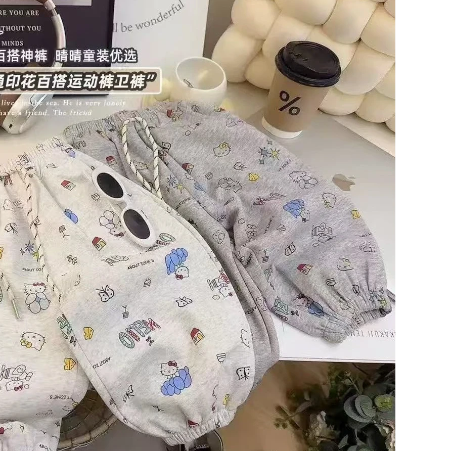 【新疆包邮】春季新款KT猫束脚运动裤M607