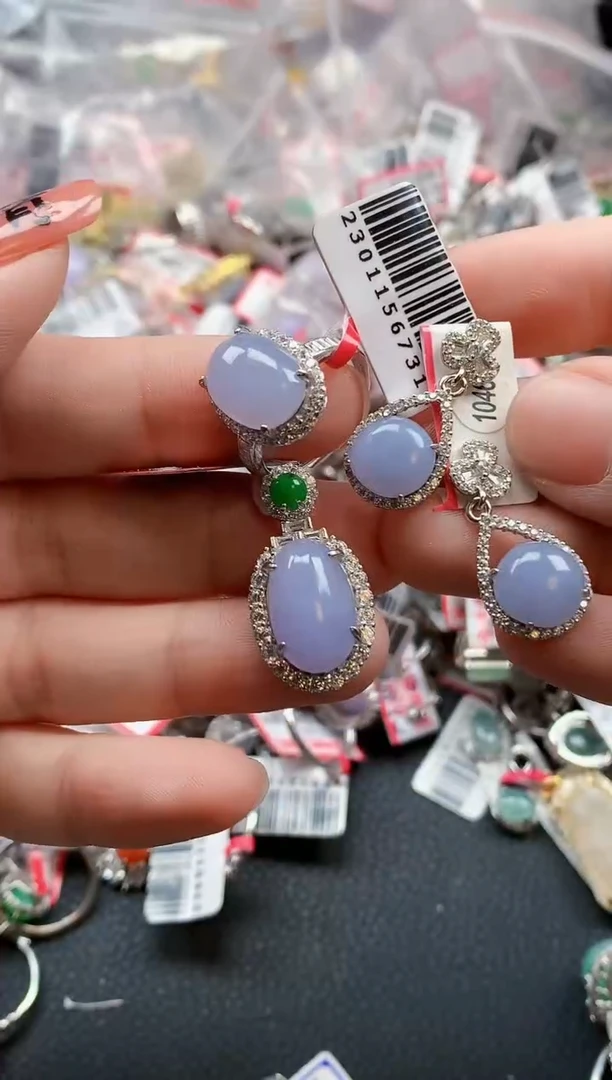 银S925镶嵌戒指翡翠天然A货缅甸翡翠