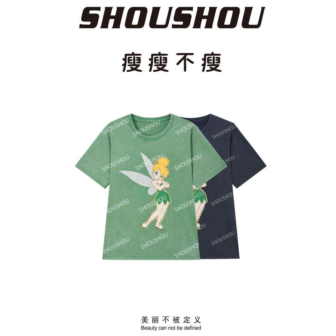 【S.S】奇妙仙子-大码圆领全棉炒色双面印花卡通可爱百搭短袖S03158