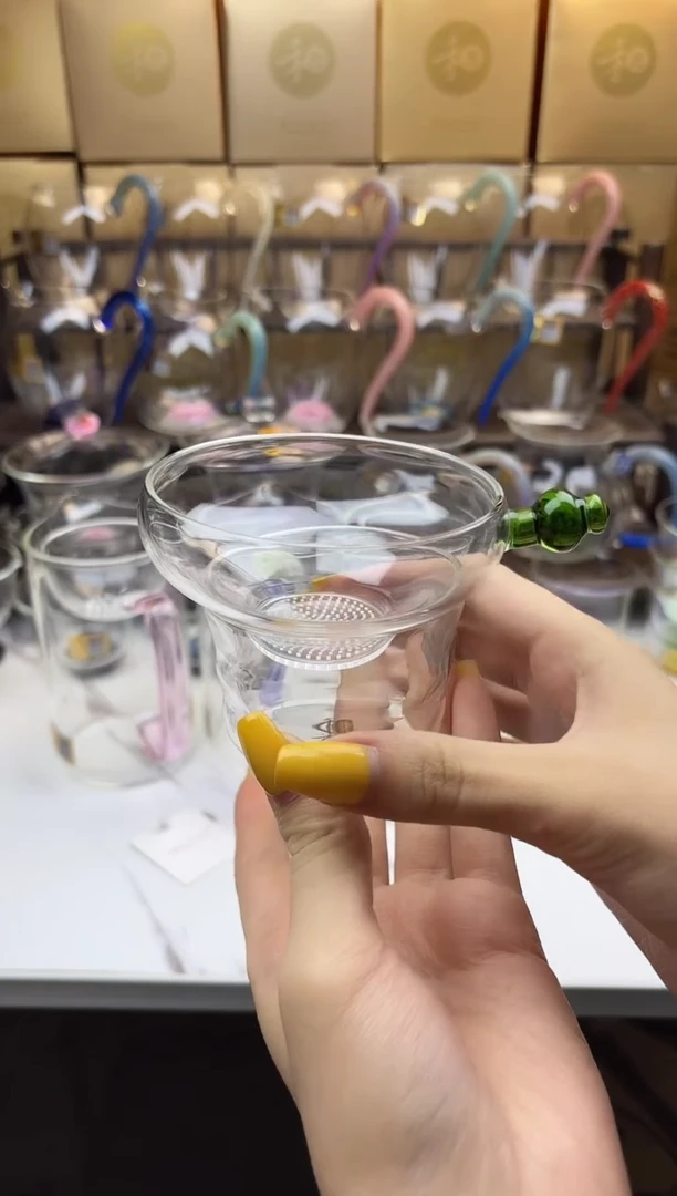玻璃手工艺品禾器 奉珠茶漏湖绿色 普通盒