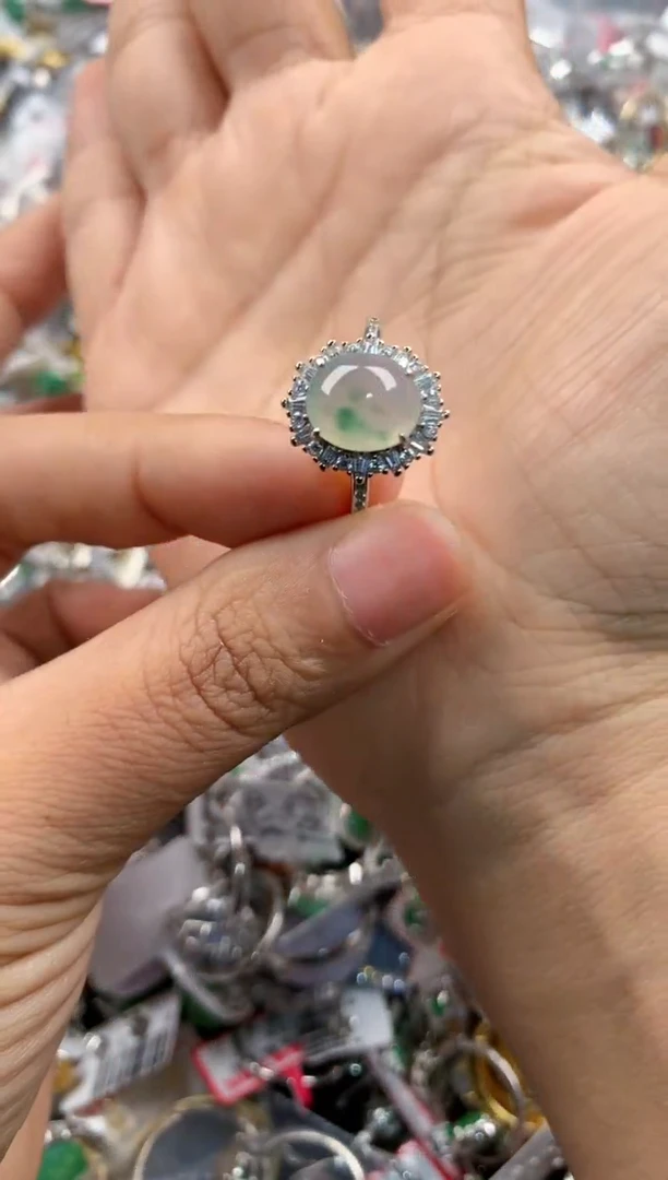银S925镶嵌戒指翡翠222----2