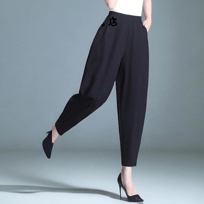 哈伦裤女夏季薄款2025新款宽松时尚九分裤大码胖mm八分休闲萝卜裤