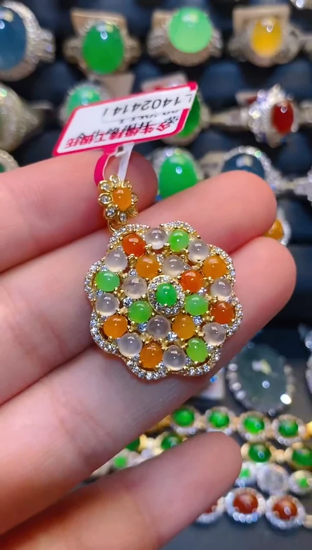 银S925镶嵌翡翠耳饰天然