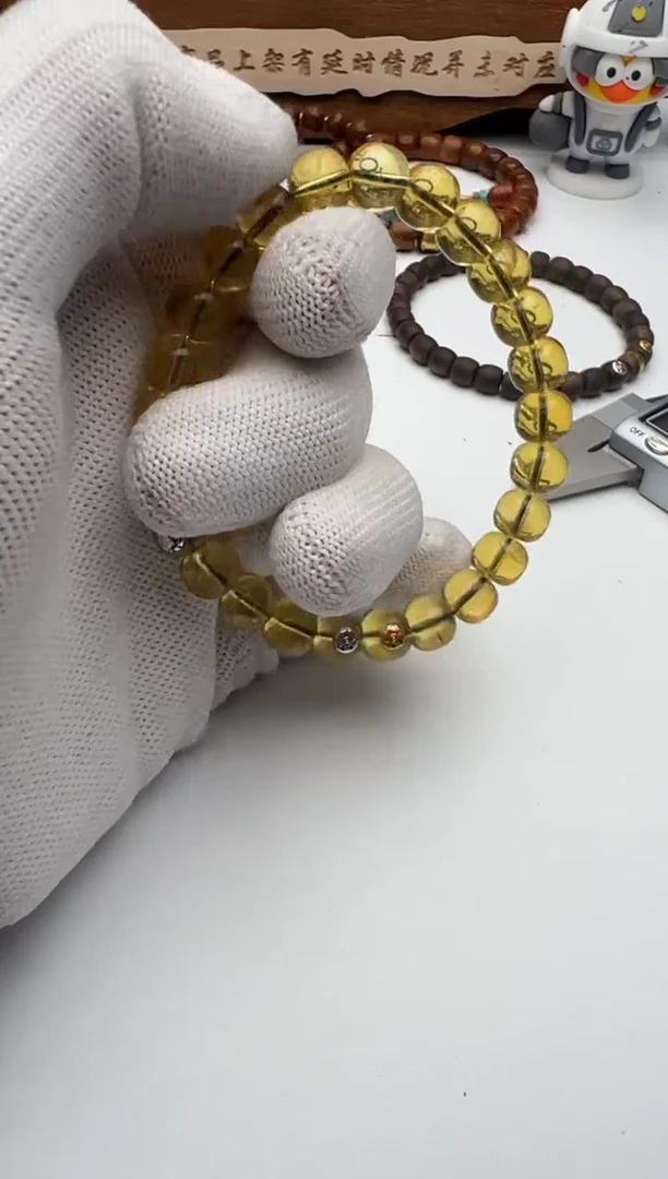 【闪购商品】蓝珀手链银S925镶嵌琥珀手串