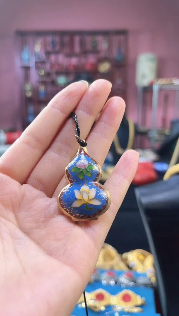 非遗 景泰蓝吊坠 葫芦 湖蓝