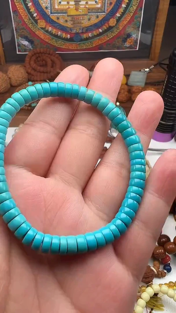 未镶嵌绿松石手链绿松石药片手串6.6