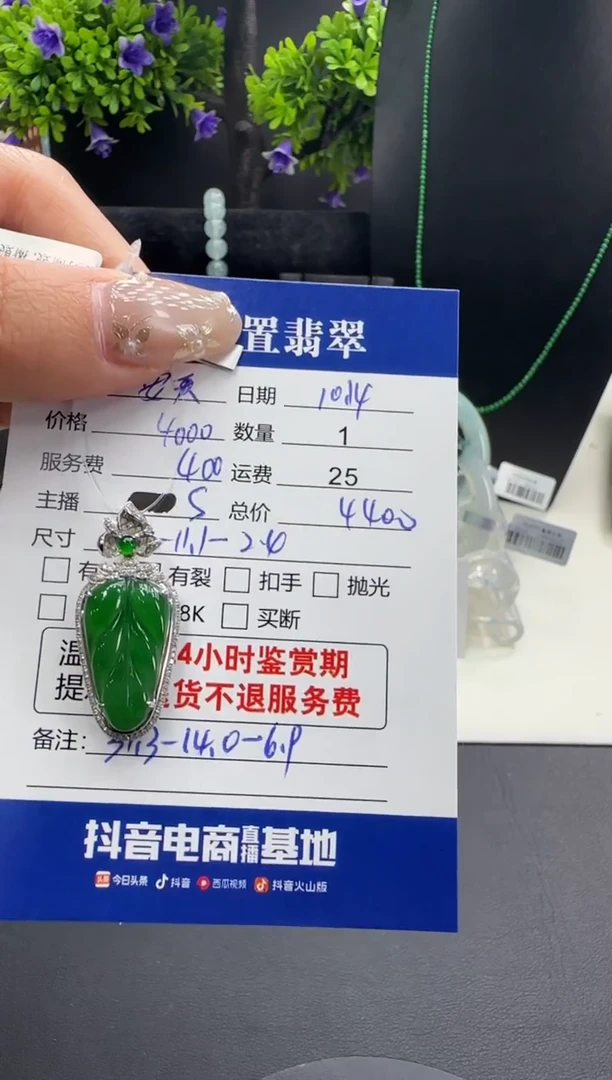 吊坠(不含链)18K金镶嵌翡翠?**宝翡翠吊坠