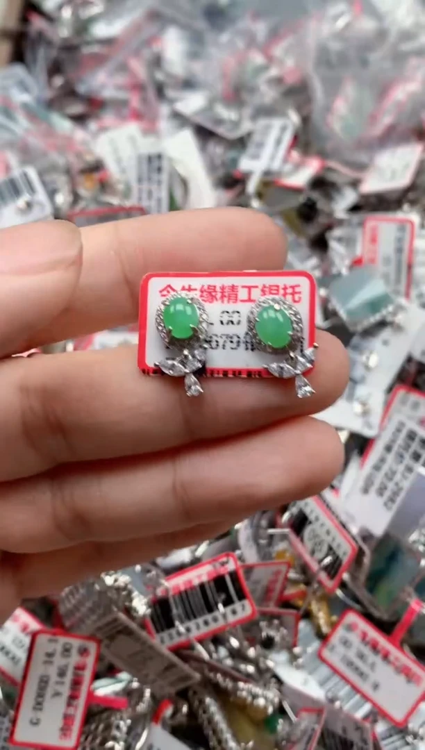 银S925镶嵌戒指翡翠天然A货缅甸翡翠