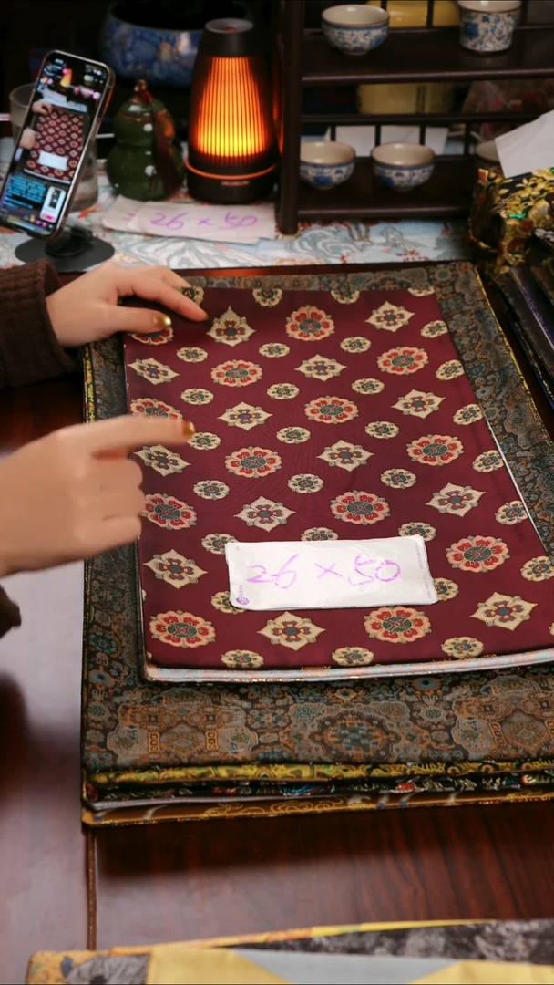 【福利琵琶宝相花双面】中国风干泡织锦茶席26*50