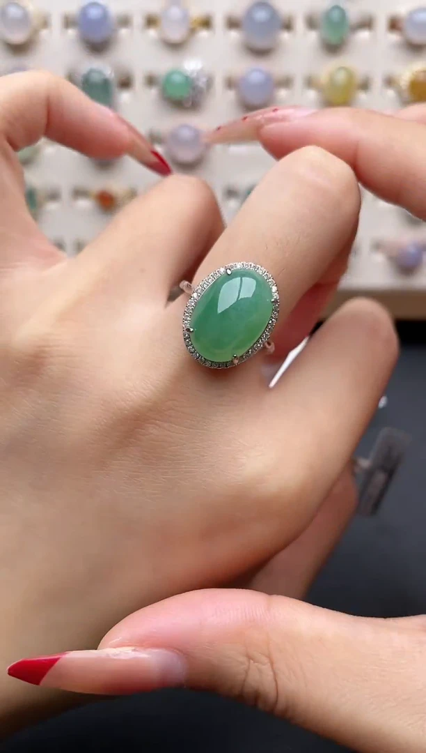 【闪购商品】翡翠戒指银S925镶嵌一物一证一礼盒