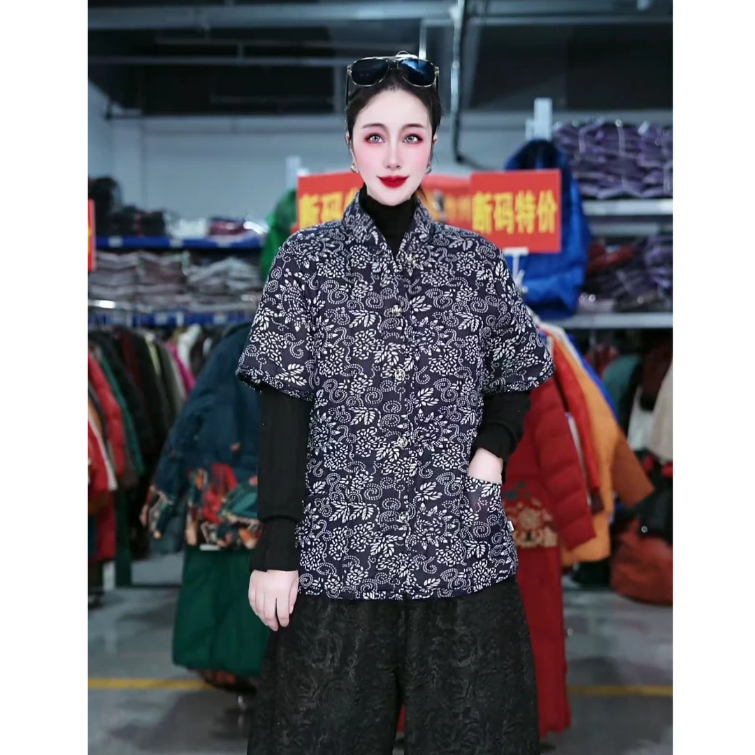 秋冬棉马甲女加厚保暖半袖棉坎肩外套短袖棉衣