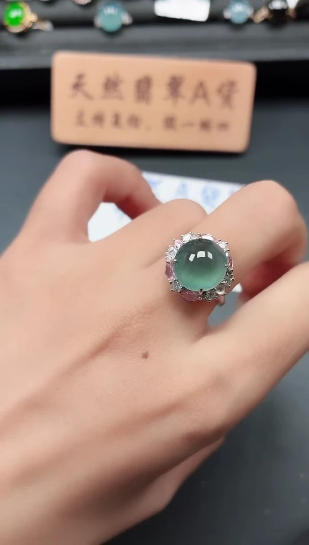 银S925镶嵌戒指翡翠111