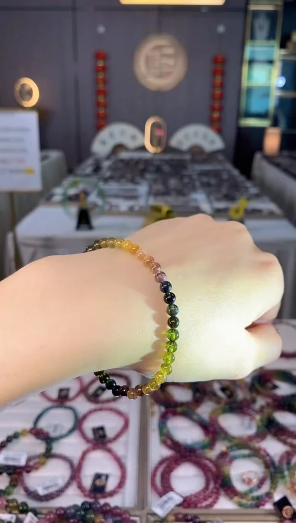 未镶嵌老矿碧玺单圈手串4mm+碧玺dan多样性发货一条