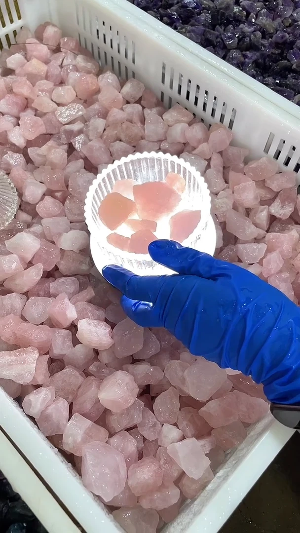 未镶嵌珠宝半成品水晶粉阿塞100g