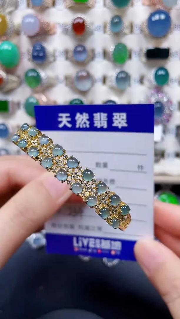 银S925镶嵌手镯翡翠234