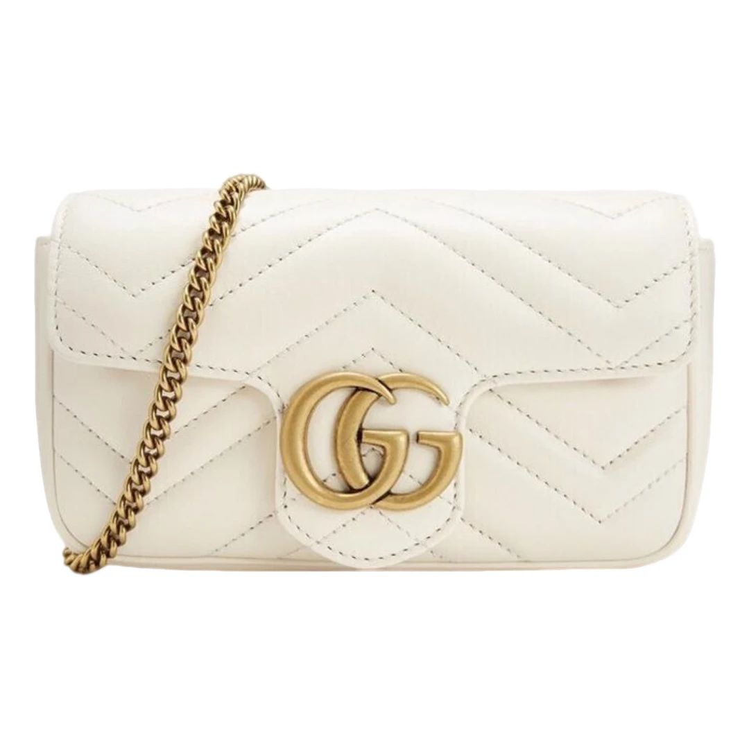99新 GUCCI/古驰 Marmont 白色 超级迷你16.5链条包