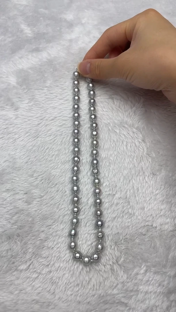 项链银S925镶嵌海水珍珠AK真多麻8.5-9mm