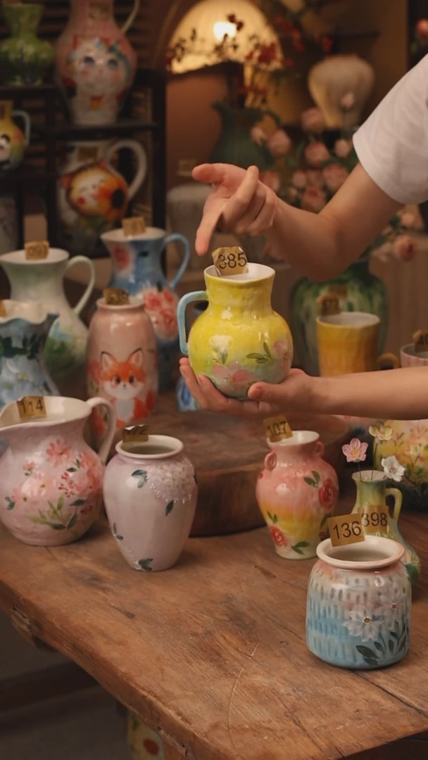 陶瓷385景德镇设计师手作花器摆件侘寂风