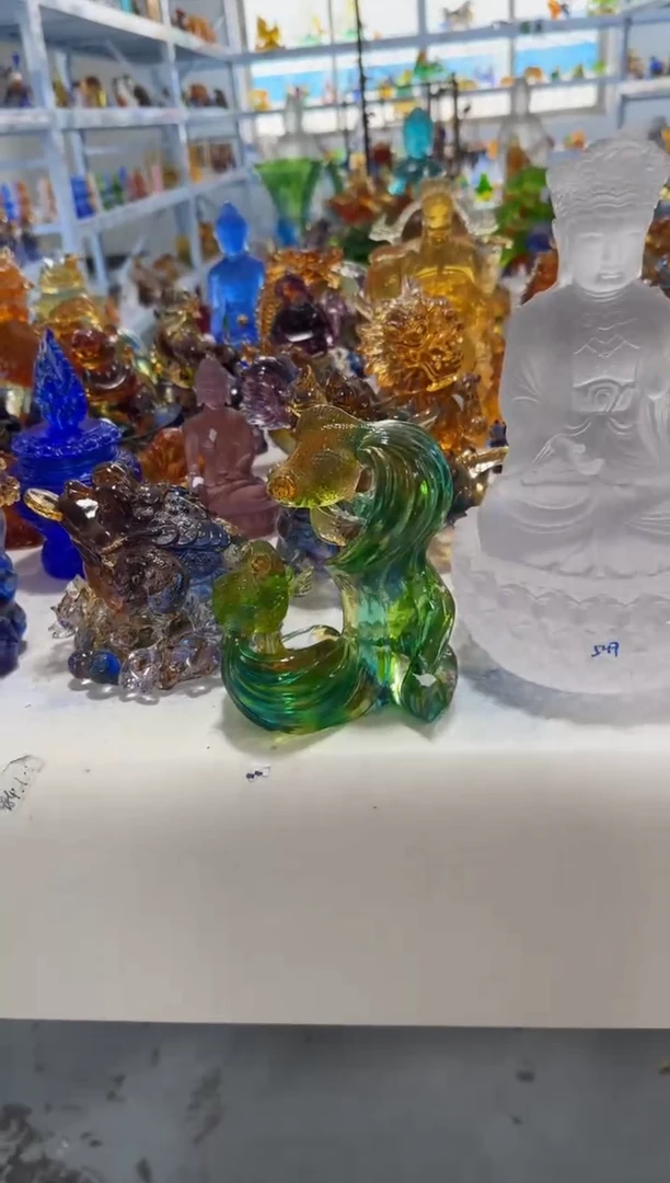 手工艺品琉璃590 鱼水情深  古法琉璃  微瑕介意勿拍 不退不换