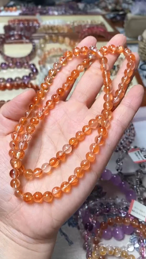 未镶嵌手链烟晶芬达色胶花6.7