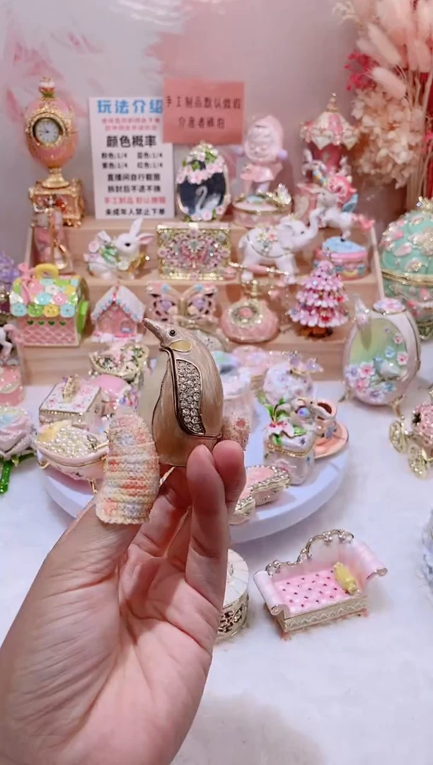 合金珐琅彩首饰盒摆件