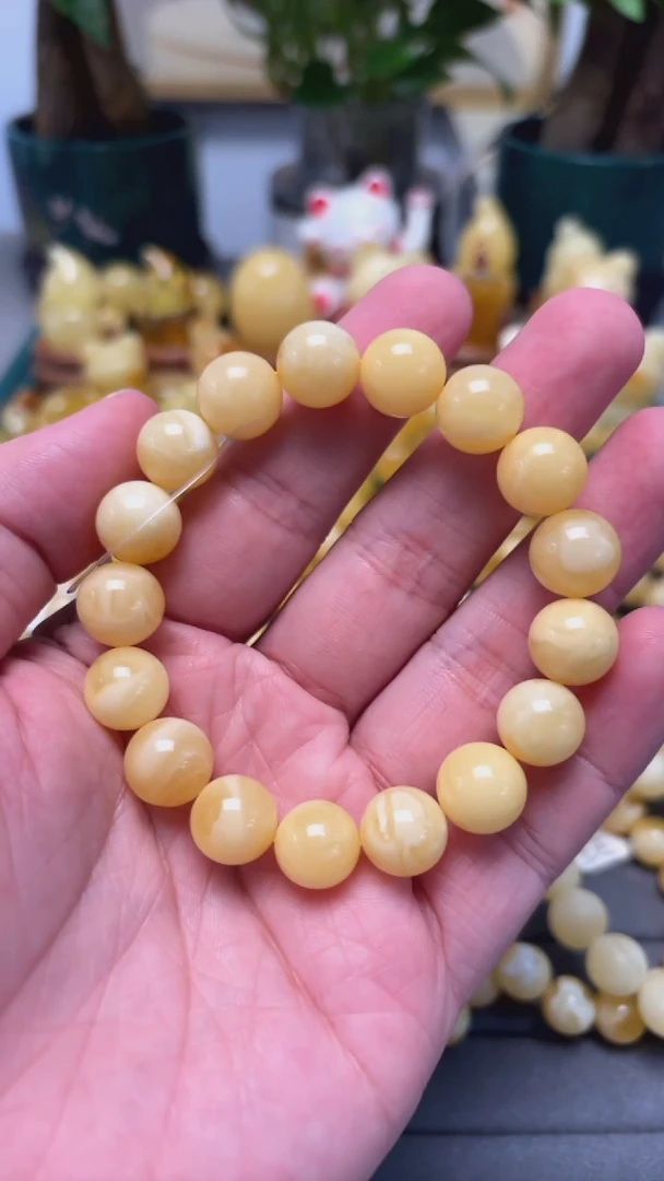 手串琥珀未镶嵌p24俄白花蜜蜡单圈 14.88克 11+mm