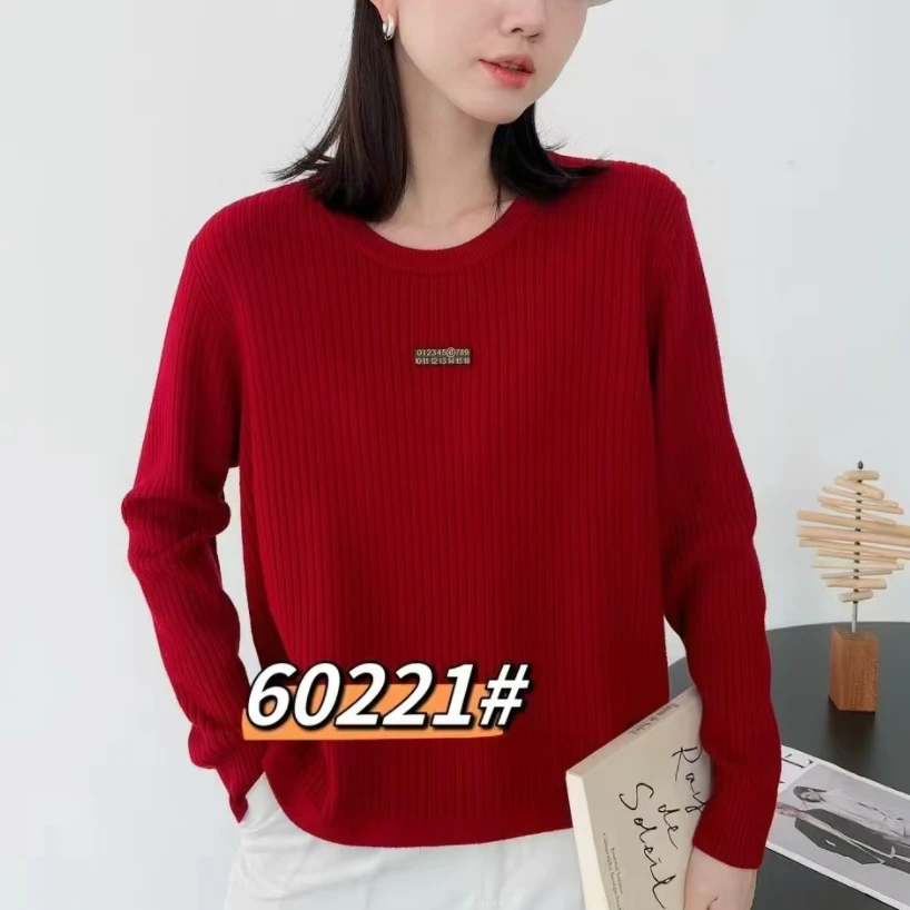 春季新款简约圆领针织衫女反穿款螺纹毛衣套头休闲百搭宽松打底衫