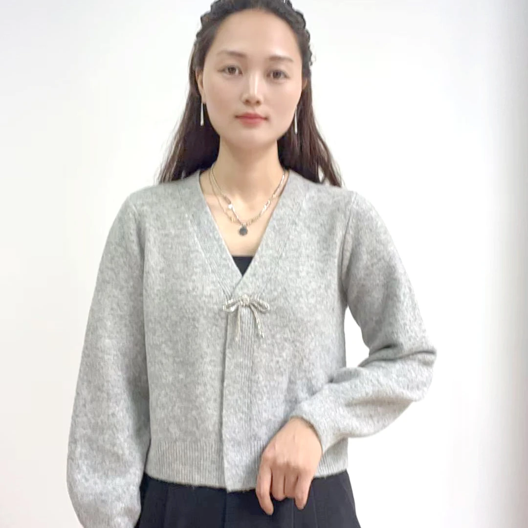 女士针织开衫外套宽松提花小香风气质时尚休闲秋季圆领百搭