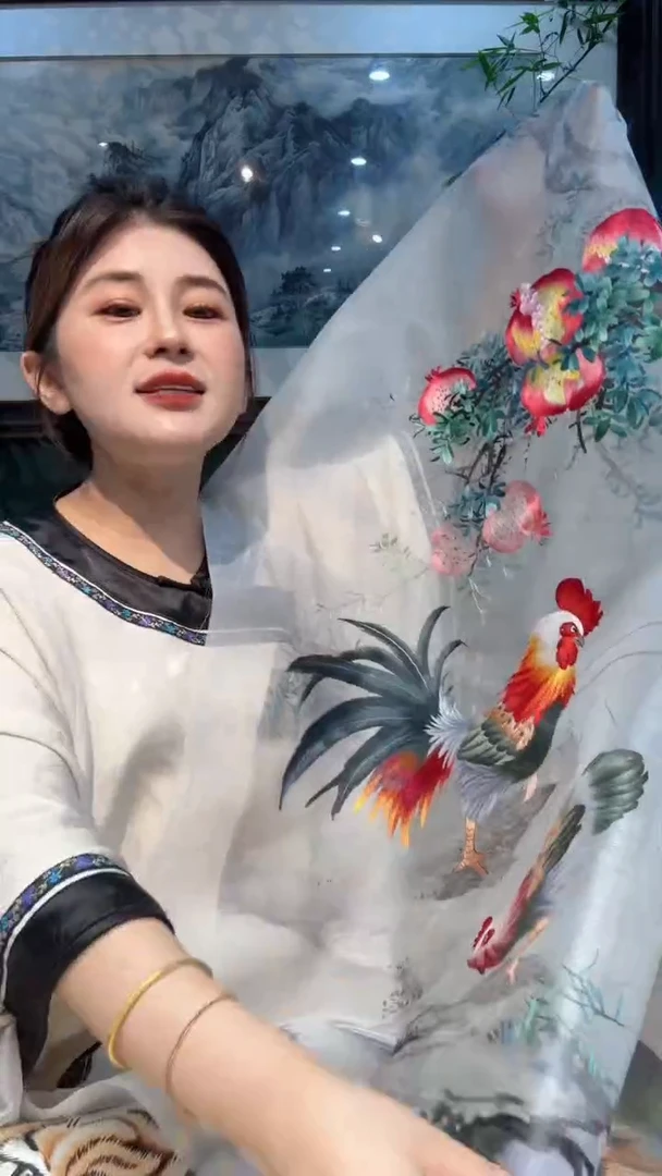 刺绣非遗苏绣手工刺绣石榴鸡绣片