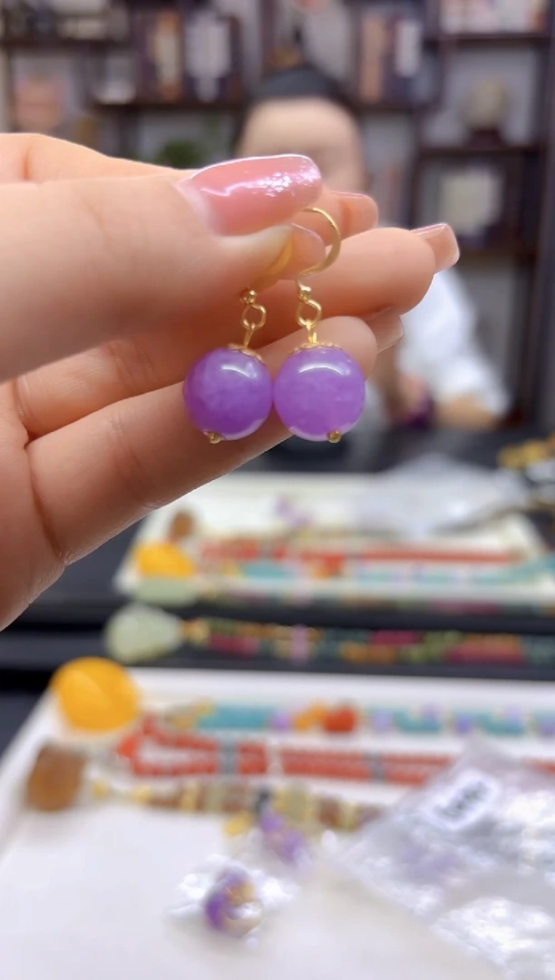 【闪购商品】翡翠耳饰14K金镶嵌耳勾E494