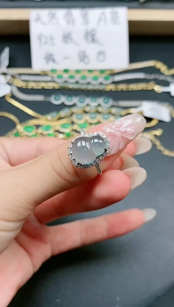 翡翠戒指银S925镶嵌1111