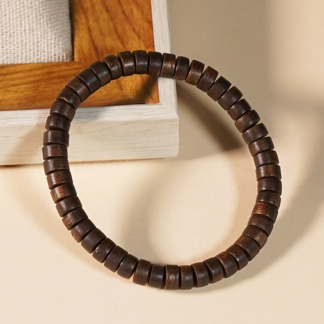 沉水紫奇楠片珠素单圈