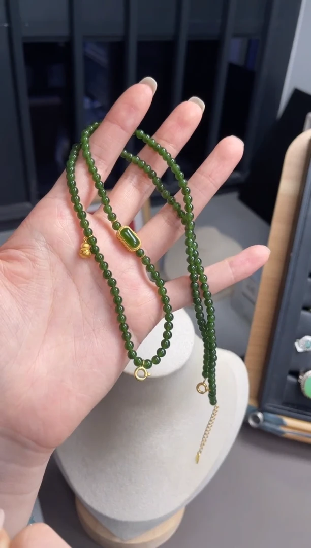 项链银S925镶嵌和田玉（碧玉）1