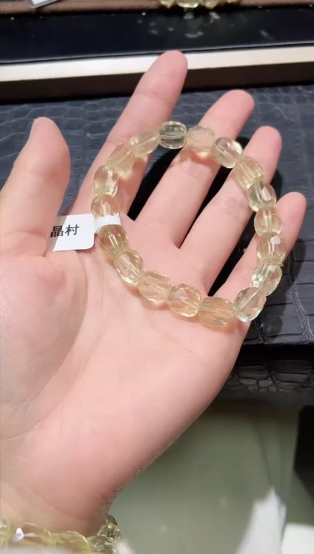未镶嵌手链水晶50号利姆利亚黄水晶切面随行单圈9+mm