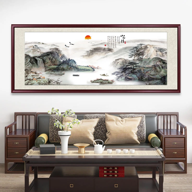 山水情山水画国画作品客厅高档挂画水墨画背景墙壁画办公室装饰画