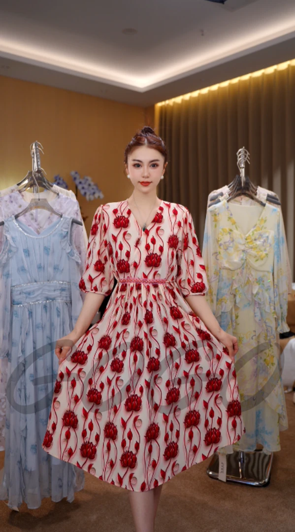 C9632女装连衣裙-花色气质显瘦时尚裙子