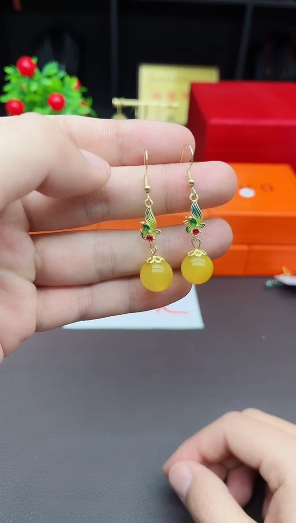 【闪购商品】玛瑙/玉髓耳钉银S925镶嵌318000