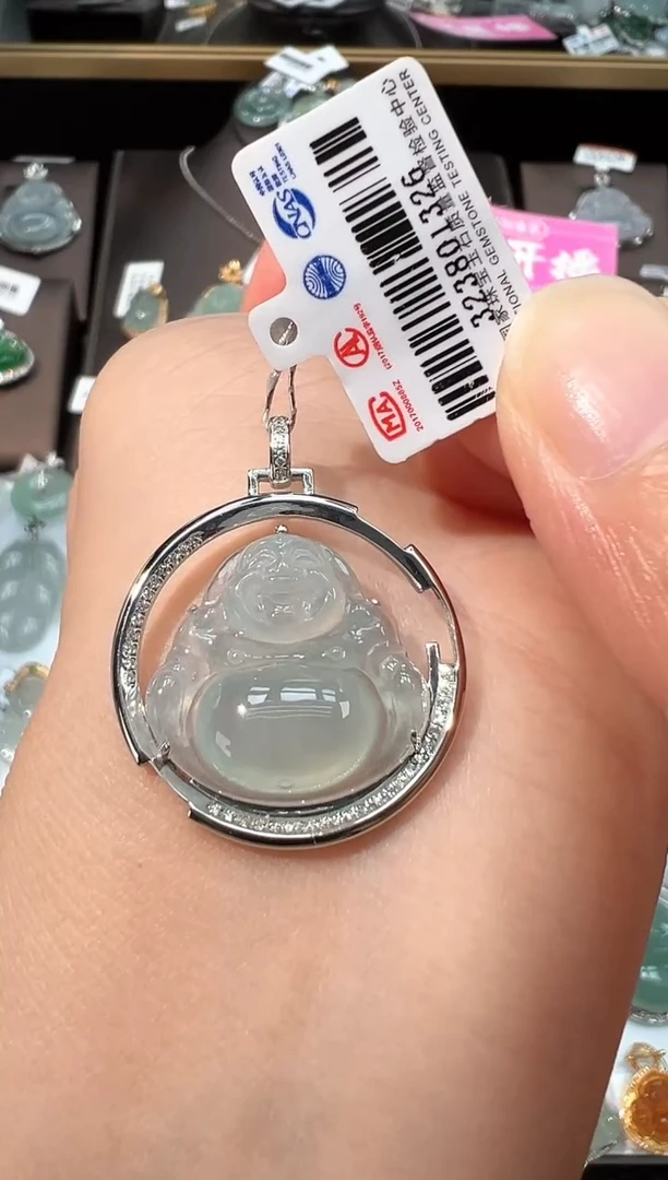 吊坠(不含链)18K金镶嵌翡翠佛公吊坠1326